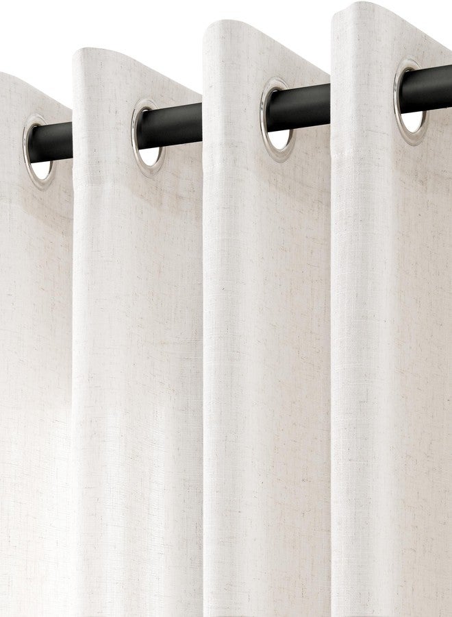 Nanspring Extra Wide 100 inch Linen Curtains for Living Room Divider Light Filtering Semi Sheer Patio Curtain for Sliding Door Natural Coastal Decor Sunroom Floor to Ceiling Window Drapes Panels 100" Wide - Image 2